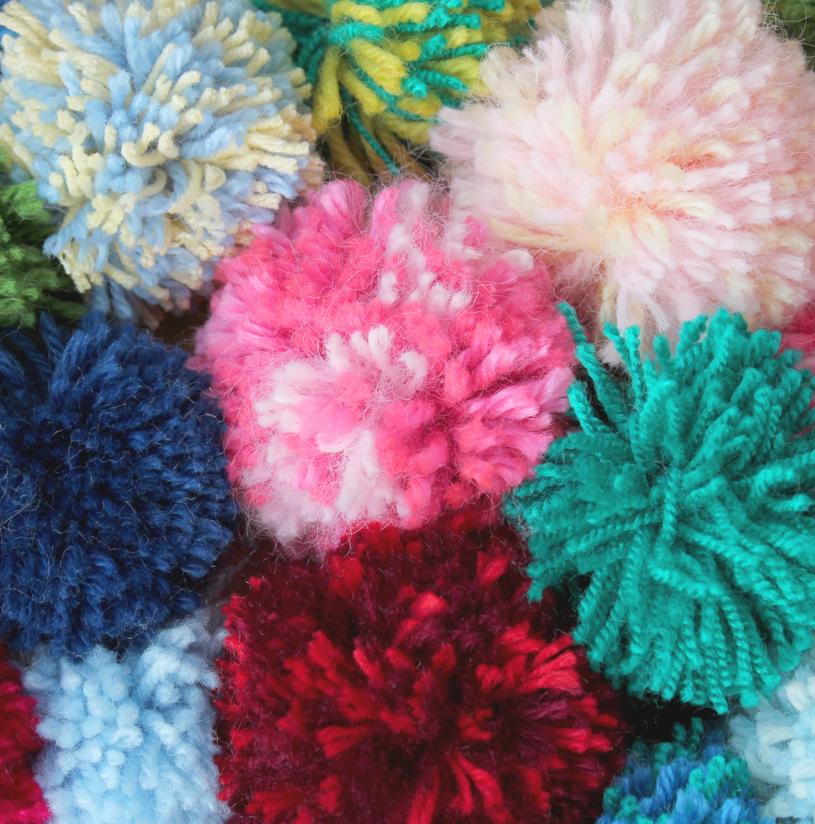 Colourful set of pom poms