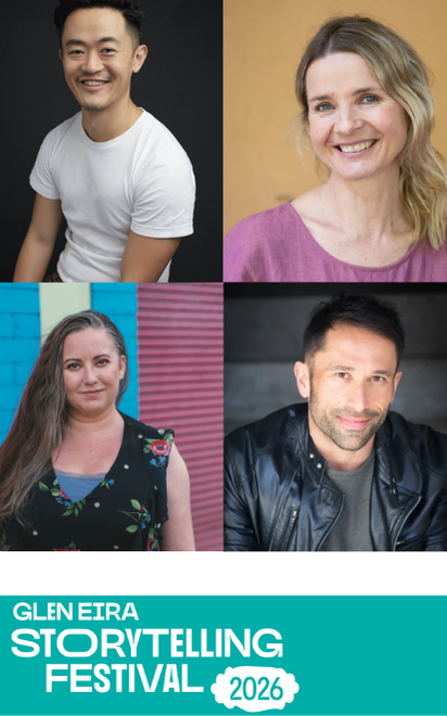 Composite image featuring headshots of four speakers: Benjmain Law, Sofie Laguna, Jodi McAllister and Mark Brandi
