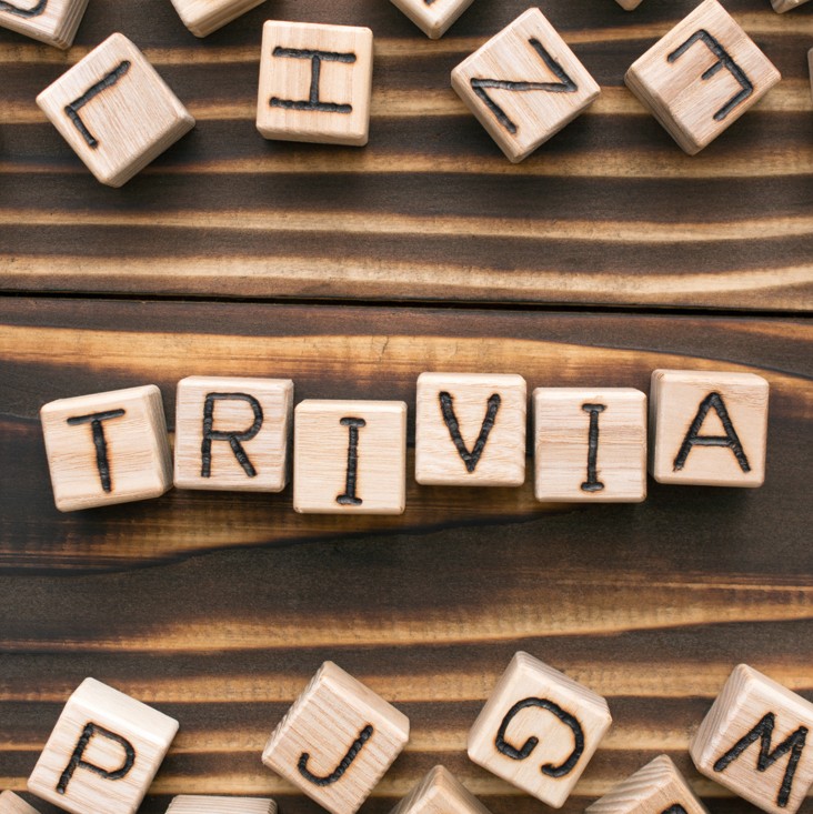 a group of woden tiles on a table and they spell out Trivia